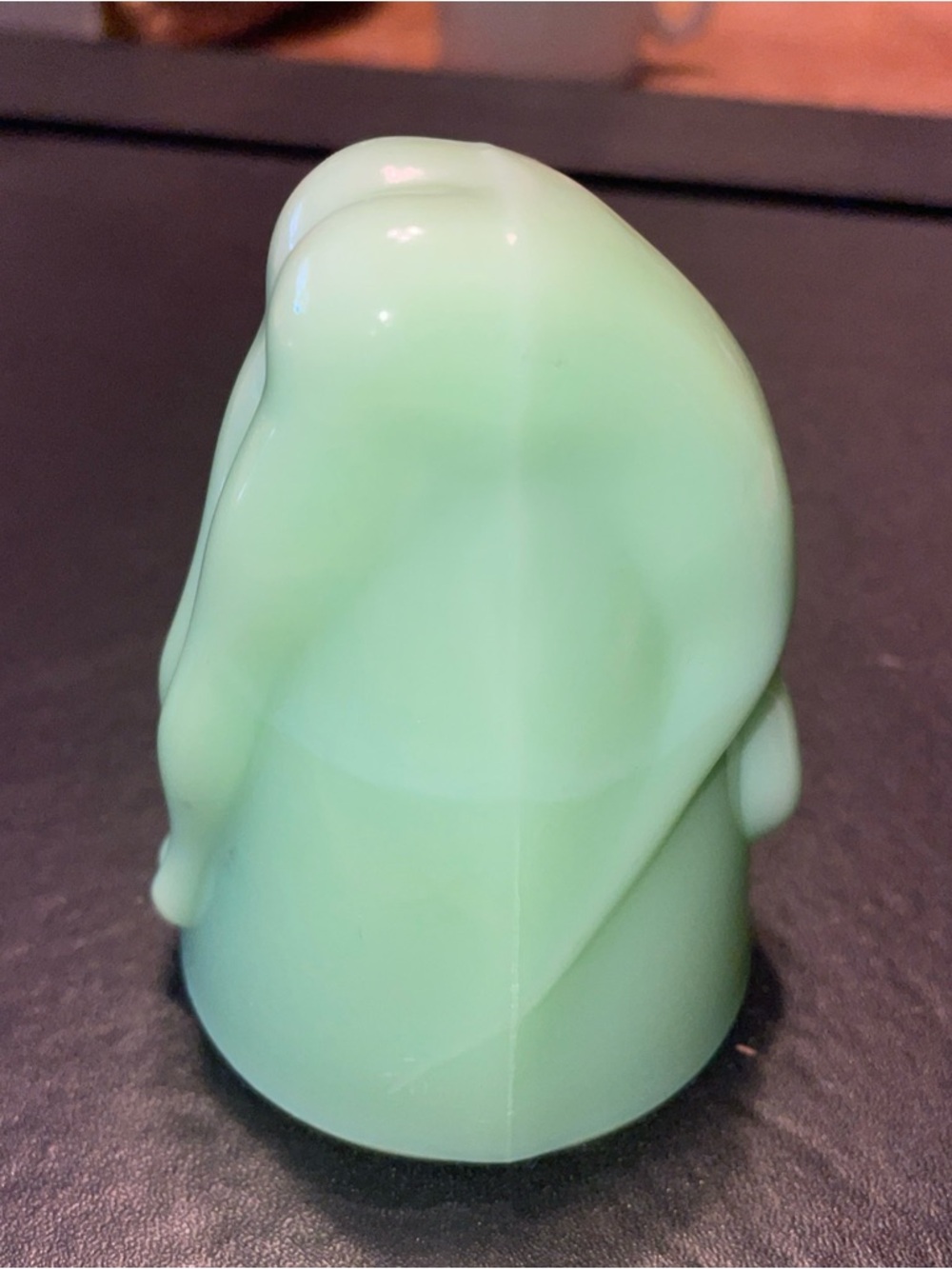 Vintage Jadeite “Bottoms Up” Shot Glass. Mid 20th century.